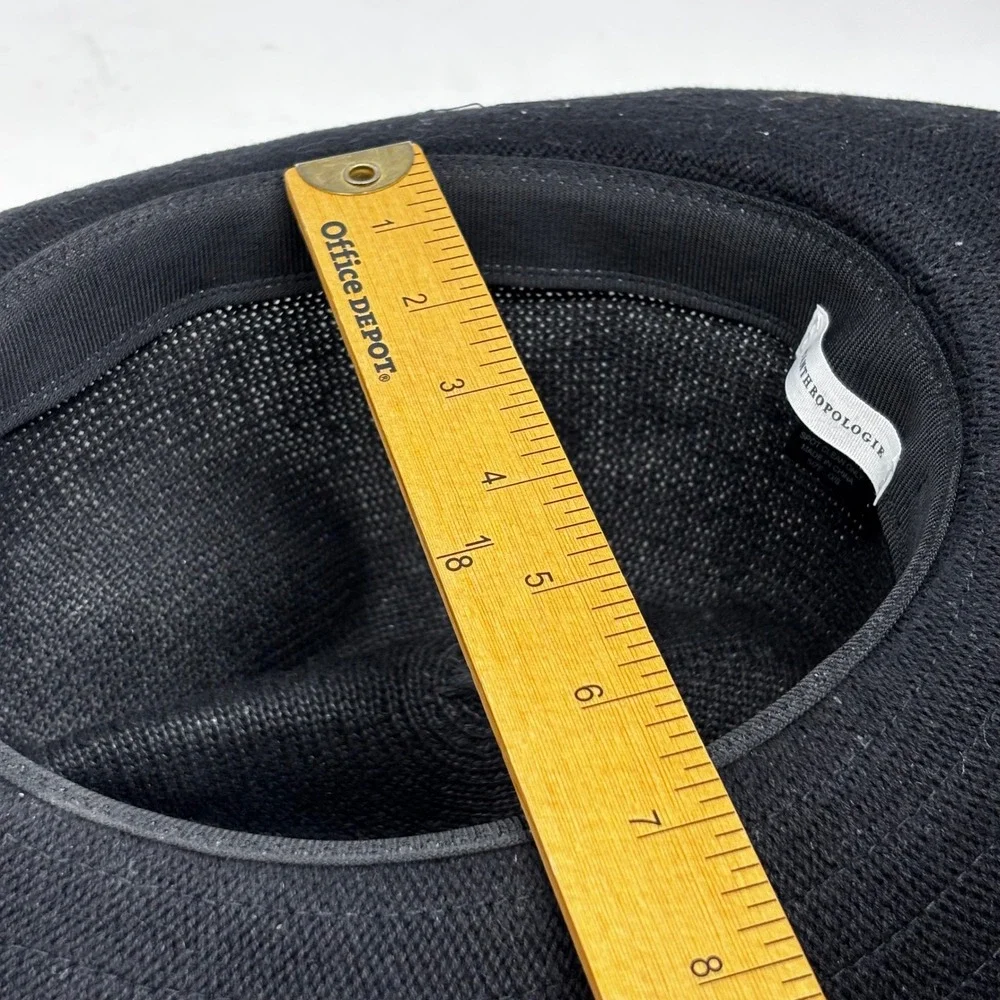 Anthropologie Black Fedora Hat One Size Brown‎ Faux Leather Band Cotton Mesh